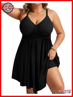 Plus Size Swim Dress One Piece Tummy Control Flowy Body Shaping Bathing Suit